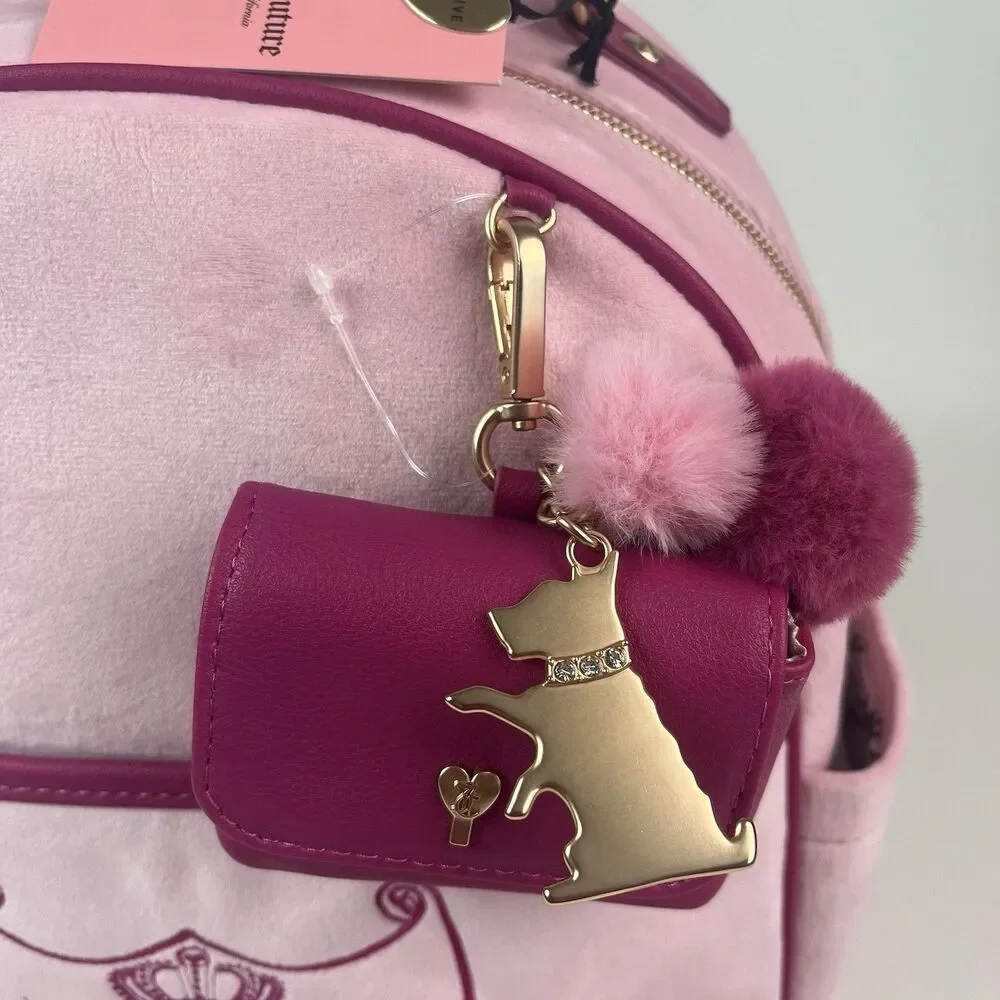 Juicy Couture New Love Chapter Backpack Wristlet Wallet Scottie Dog Charm Velvet